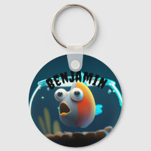 INDIVIDUELL BENANNTER GROSSÄUGIGER AQUARIUMFISCH F SCHLÜSSELANHÄNGER