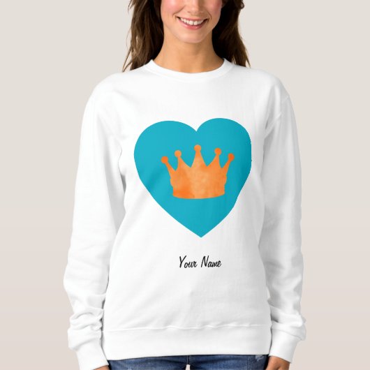 Individuell Coole ästhetische Orangenkrone im blau Sweatshirt (Vorderseite)