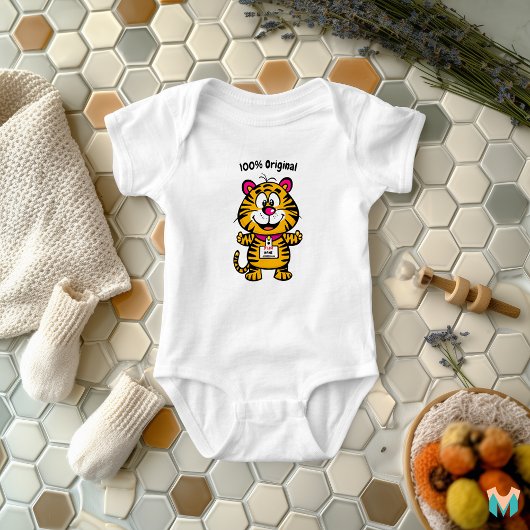 Individuell Cooles Baby Tiger mit Name und Telefon Baby Strampler