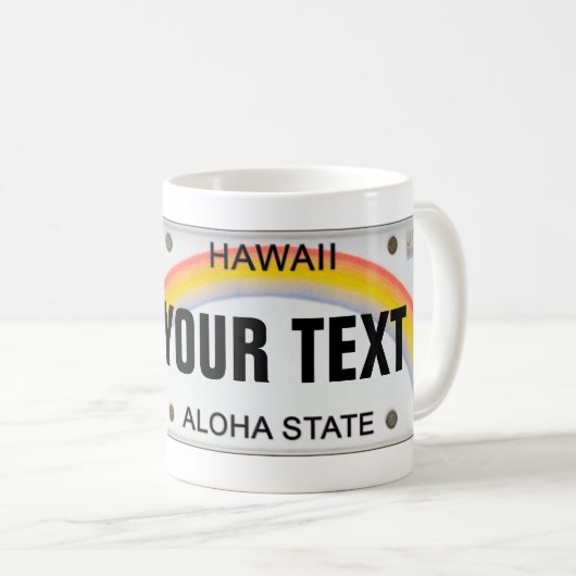 (individuell einstellbar) Hawaiianische Lizenzplat Kaffeetasse (VorderseiteRechts)