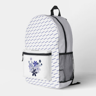 Individuell elegantes, blumenblaues lila violettes bedruckter rucksack