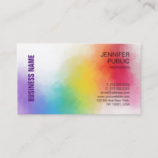 Individuell elegantes, trendiges, farbenfrohes, mo visitenkarte (Vorderseite)