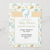 Individuell gestaltbare Blue Little Llama Babydusc Einladung (Vorne/Hinten)