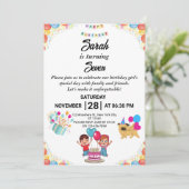 Individuell gestaltbare bunte Geburtstagsparty Einladung (Stehend Vorderseite)