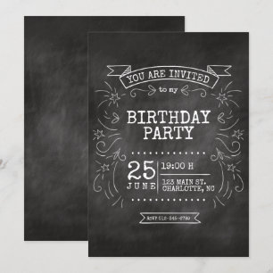 Individuell gestaltbare Chalkboard zum Geburtstag  Einladung