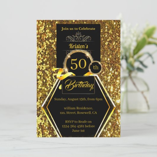 Individuell gestaltbare Einladung zum 50. (Stehend Vorderseite)