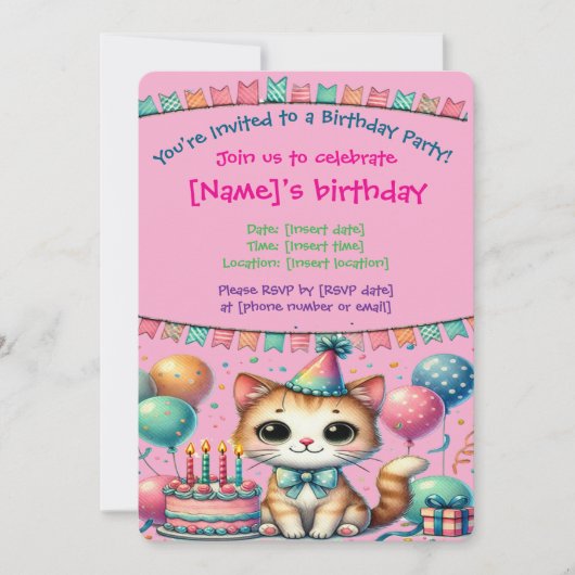 Individuell gestaltbare Einladung zum Geburtstag | (Vorderseite)