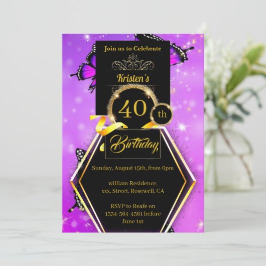 Individuell gestaltbare Einladung zum Geburtstag (Stehend Vorderseite)