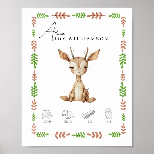 Individuell gestaltbare Kindergarten-Giraffe Poster (Vorne)