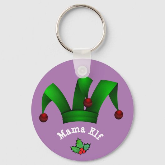 Individuell gestaltbare Mama Elf Weihnachtsgeschen Schlüsselanhänger (Vorderseite)