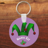 Individuell gestaltbare Mama Elf Weihnachtsgeschen Schlüsselanhänger (Vorderseite)