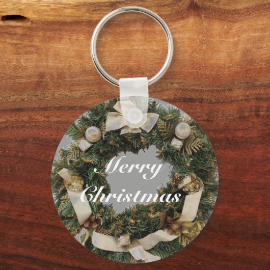 Individuell gestaltbarer frommer Weihnachtskranz-S Schlüsselanhänger (Vorderseite)