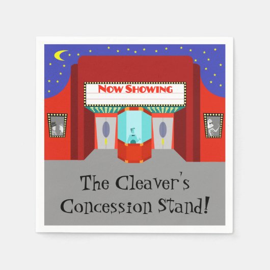 Individuell gestaltbares Retro-Kinopapier Napkins Serviette (Vorderseite)