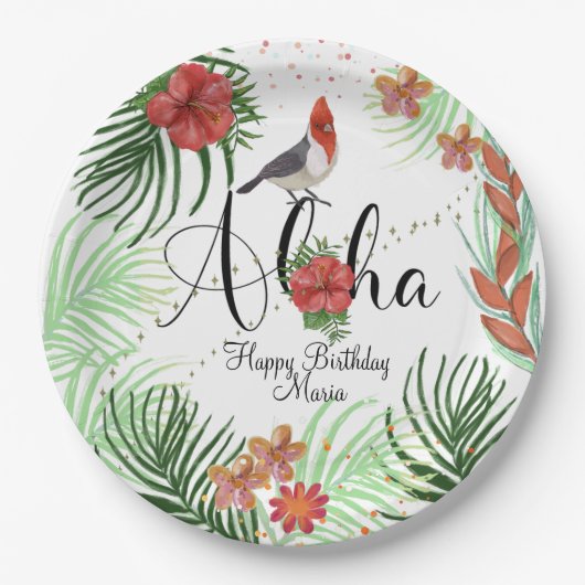 Individuell gestaltete Aloha Tropical Birthday Par Pappteller (Vorderseite)