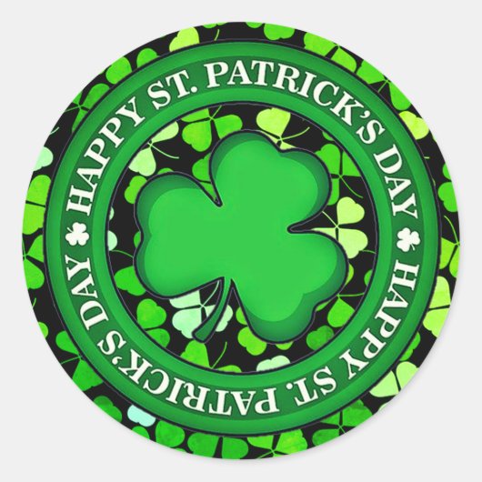 Individuell gestaltete Ästhetik HAPPY St. Patrick' Runder Aufkleber (Vorderseite)