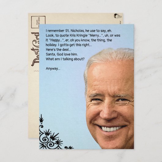 Individuell gestaltete Biden Holiday Postkarte (Vorne/Hinten)