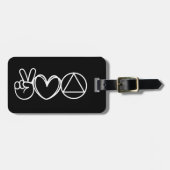 Individuell gestaltete Black Peace Liebe Serenity Gepäckanhänger (Vorderseite horizontal)