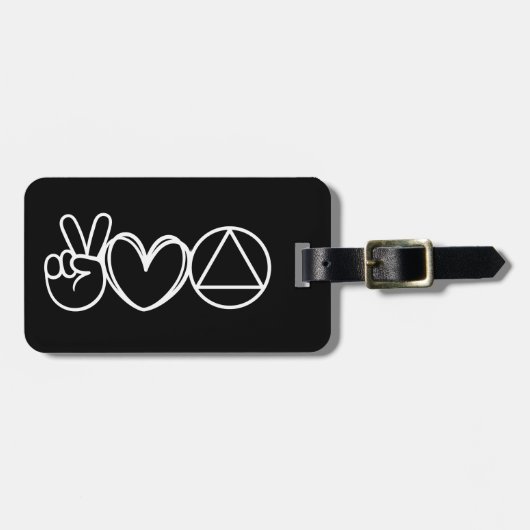 Individuell gestaltete Black Peace Liebe Serenity Gepäckanhänger (Vorderseite horizontal)