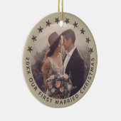Individuell gestaltete Erste Verheiratete Weihnach Keramik Ornament (Rechts)
