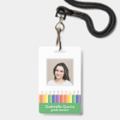 Individuell gestaltete farbenfrohe Barcode-ID für Ausweis (Vorderseite mit Lanyard)