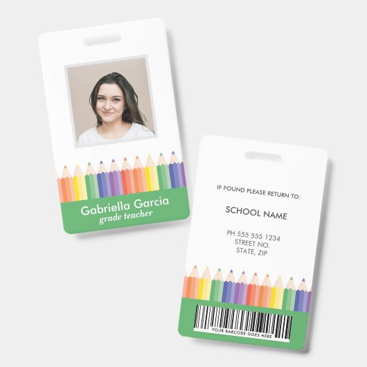 Individuell gestaltete farbenfrohe Barcode-ID für Ausweis (Vorder- & Rückseite)