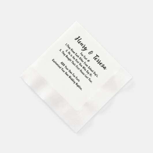 Individuell gestaltete Fun-Fakten für Hochzeiten v Serviette (Ecke)