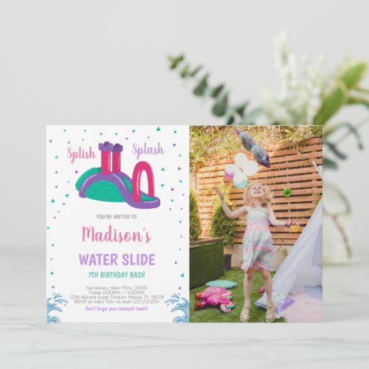 Individuell gestaltete Fun Pool-Party Einladungen  (Stehend Vorderseite)