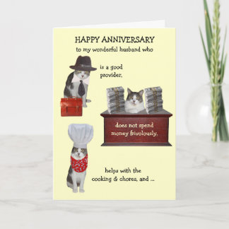 Individuell gestaltete Funny Cat Husband Jubiläums Karte