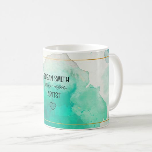 Individuell gestaltete grüne Aquarell abstrakt mod Kaffeetasse (VorderseiteRechts)