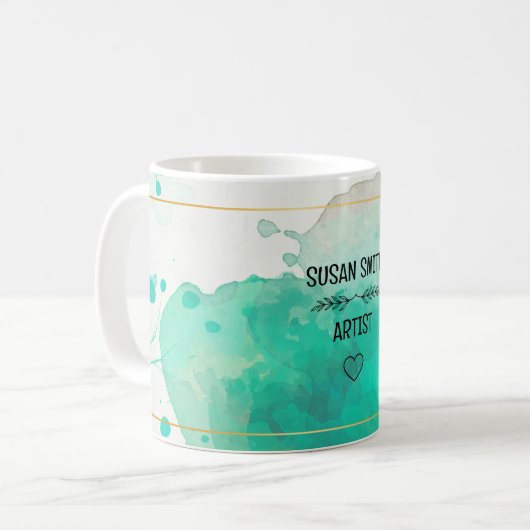 Individuell gestaltete grüne Aquarell abstrakt mod Kaffeetasse (Vorderseite Links)