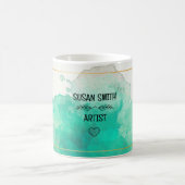 Individuell gestaltete grüne Aquarell abstrakt mod Kaffeetasse (Mittel)