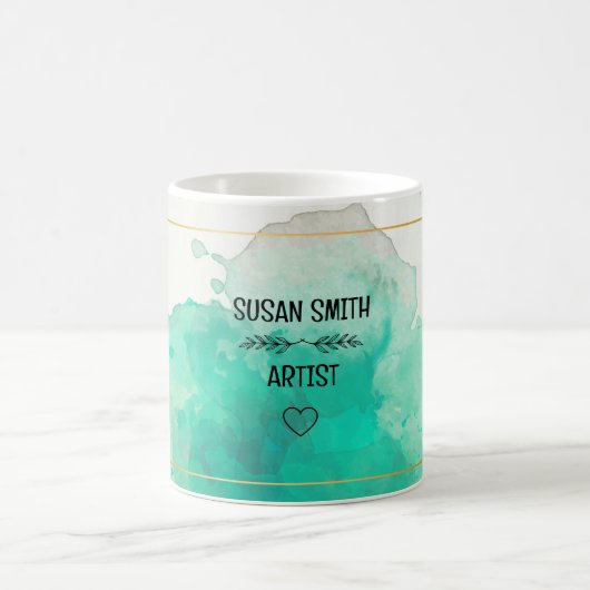Individuell gestaltete grüne Aquarell abstrakt mod Kaffeetasse (Mittel)