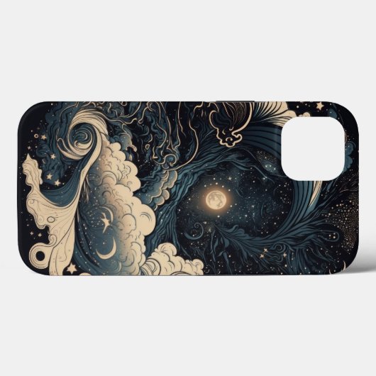 Individuell gestaltete Moonlit Sea Waves Fantasy Case-Mate iPhone Hülle (Rückseite (Horizontal))