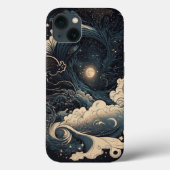 Individuell gestaltete Moonlit Sea Waves Fantasy Case-Mate iPhone Hülle (Rückseite)