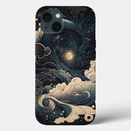 Individuell gestaltete Moonlit Sea Waves Fantasy Case-Mate iPhone Hülle (Rückseite)
