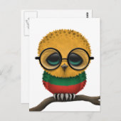 Individuell gestaltete Nerdy Litauian Baby Owl Chi Postkarte (Vorne/Hinten)