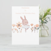 Individuell gestaltete Niedliche Ballerina Bunny E Einladung (Stehend Vorderseite)