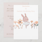 Individuell gestaltete Niedliche Ballerina Bunny E Einladung (Vorne/Hinten)