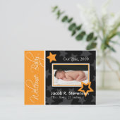 Individuell gestaltete Oktober Baby Birth Ankündig Ankündigungspostkarte (Stehend Vorderseite)