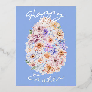 Individuell gestaltete Osterflora Blue Foil Postka Folien Feiertagspostkarte
