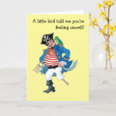 Individuell gestaltete "Pirate & Parrot" Kinder er Karte (Gelbe Blume)