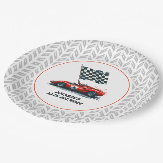 Individuell gestaltete Rennwagen für jedes Alter Pappteller (Schrägansicht)