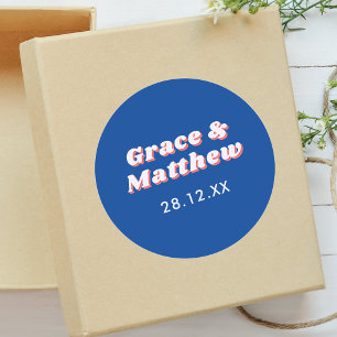 Individuell gestaltete retro-stilvolle Hochzeit im Runder Aufkleber