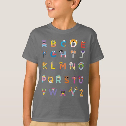 Individuell gestaltete Sesamstraße Alphabet T-Shirt (Vorderseite)