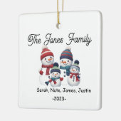 Individuell gestaltete Snowman-Familie mit 4 Ferie Keramikornament (Links)