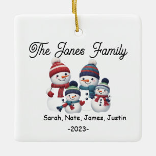 Individuell gestaltete Snowman-Familie mit 4 Ferie Keramikornament