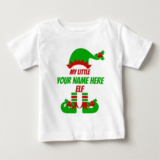 Individuell gestaltete Weihnachtself-Familie - pas Baby T-shirt (Vorderseite)