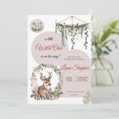 Individuell gestaltete Woodland Babydusche Einladung (Stehend Vorderseite)