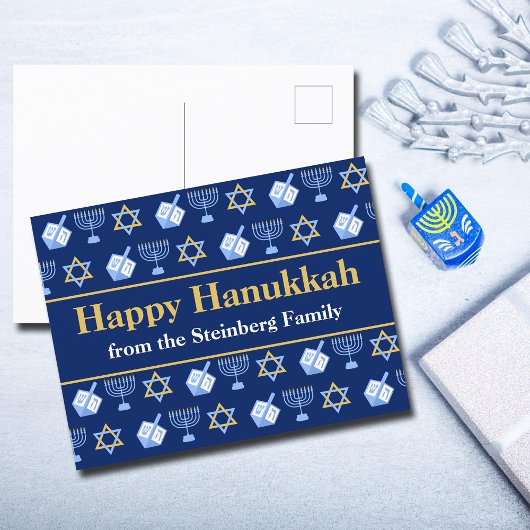 Individuell gestalteter Happy Hanukkah Blue Patter Postkarte