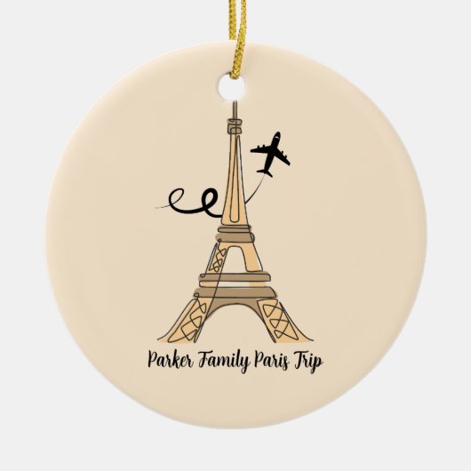 Individuell gestalteter Pariser Trip Eiffelturm We Keramik Ornament (Vorne)